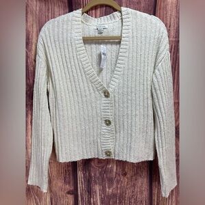 American eagle cotton blend long sleeve off white cardigan sweater women’s S